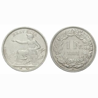 Schweiz 1 Franken 1851 A Sitzende Helvetia