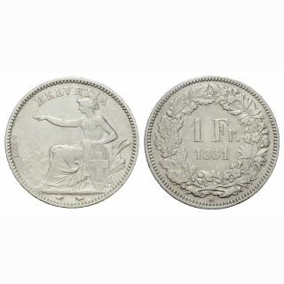 Schweiz 1 Franken 1851 A Sitzende Helvetia