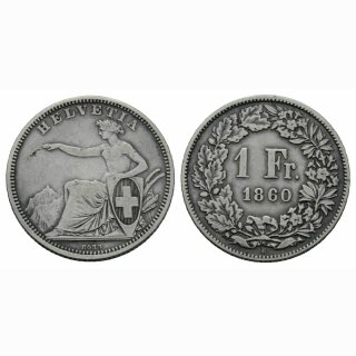 Schweiz 1 Franken 1860 B Sitzende Helvetia