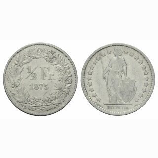 Schweiz 1/2 Franken 1875 B