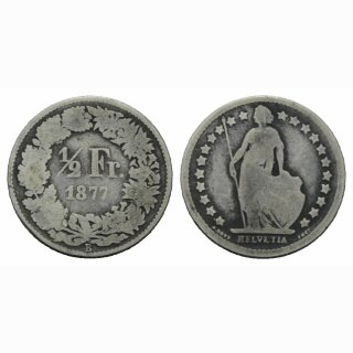 Schweiz 1/2 Franken 1877 B