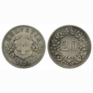 Schweiz 20 Rappen 1858 B