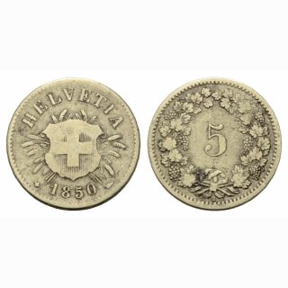 Schweiz 5 Rappen  1850 BB