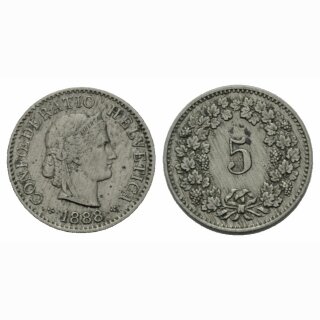 Schweiz 5 Rappen  1888 B