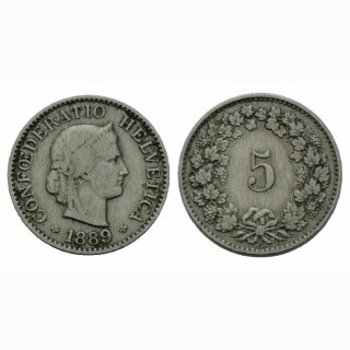 Schweiz 5 Rappen  1889 B