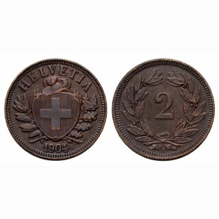 Schweiz 2 Rappen 1904 B