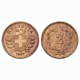 Schweiz 2 Rappen 1907 B