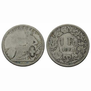 Schweiz 1 Franken 1861 B Sitzende Helvetia