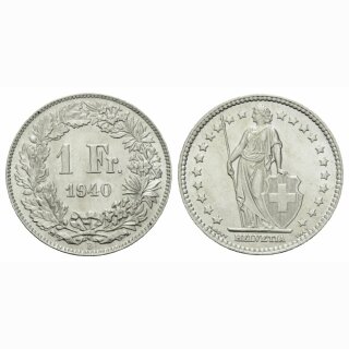 Schweiz 1 Franken 1940 B Stehende Helvetia