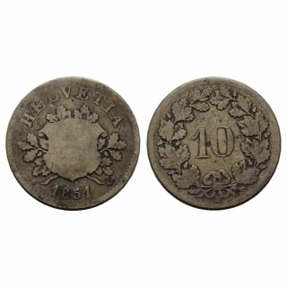 Schweiz 10 Rappen 1851 BB