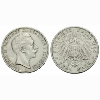 Preussen 3 Mark 1908 A Wilhelm II