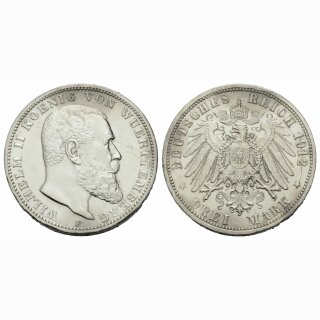 Wuerttemberg 3 Mark 1912 F Wilhelm II