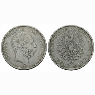Sachsen 5 Mark 1876 E Albert