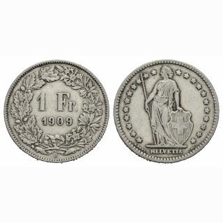 Schweiz 1 Franken 1909 B Stehende Helvetia