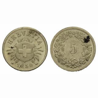 Schweiz 5 Rappen  1850 BB