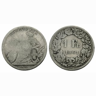 Schweiz 1 Franken 1861 B Sitzende Helvetia