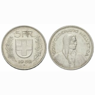 Schweiz 5 Franken 1952 B Tell