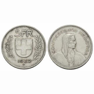 Schweiz 5 Franken 1952 B Tell