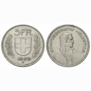 Schweiz 5 Franken 1952 B Tell