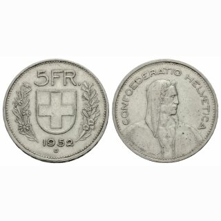 Schweiz 5 Franken 1952 B Tell