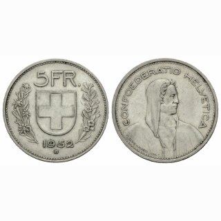 Schweiz 5 Franken 1952 B Tell