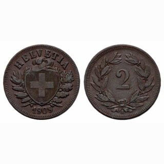 Schweiz 2 Rappen 1909 B