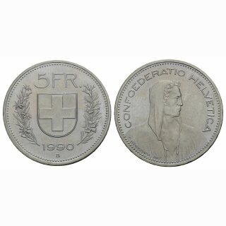 Schweiz 5 Franken 1990 B