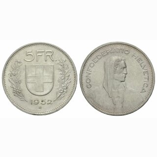 Schweiz 5 Franken 1952 B