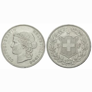 Schweiz 5 Franken 1908 B