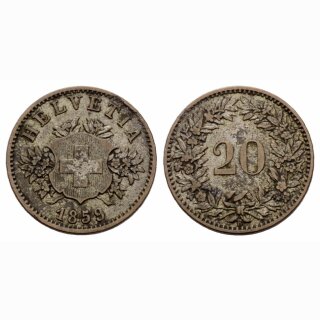 Schweiz 20 Rappen 1859 BB