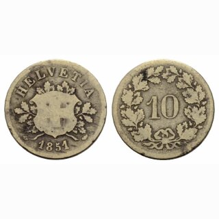 Schweiz 10 Rappen 1851 BB