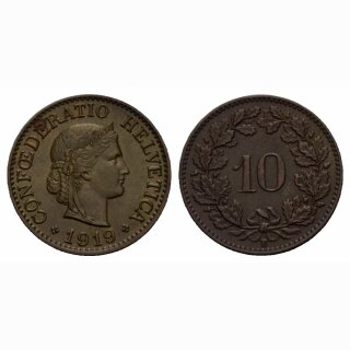 Schweiz 10 Rappen 1919 B