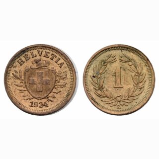 Schweiz 1 Rappen  1934 B