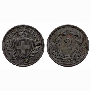 Schweiz 2 Rappen 1900 B