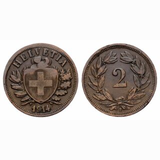 Schweiz 2 Rappen 1914 B