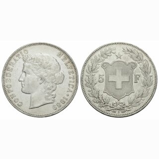 Schweiz 5 Franken 1889 B Frauenkopf