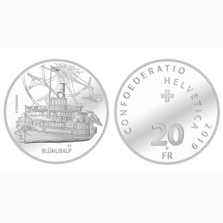 Schweiz 20 Franken 2019 B Dampfschiff Blümlisalp
