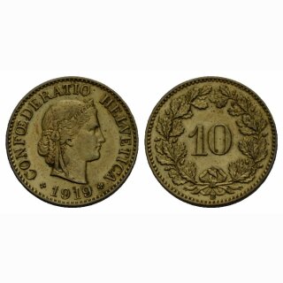 Schweiz 10 Rappen 1919 B