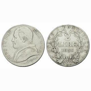 Vatikan 2 Lire  1866 R Pius IX