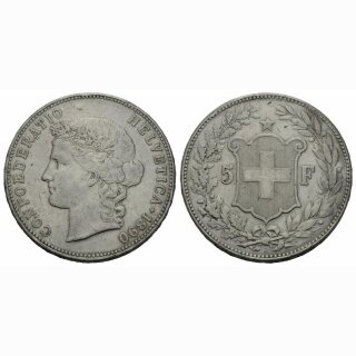 Schweiz 5 Franken 1890 B Frauenkopf