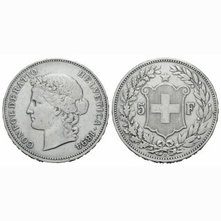 Schweiz 5 Franken 1894 B Frauenkopf