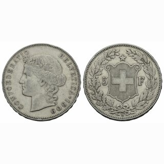 Schweiz 5 Franken 1909 B Frauenkopf
