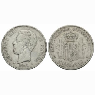 Spanien 5 Pesetas 1871 (74) Amadeo I