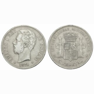 Spanien 5 Pesetas 1871 (71) Amadeo I