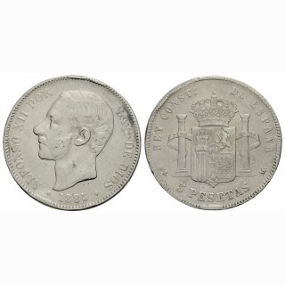 Spanien 5 Pesetas 1885 (??) Alfonso XII