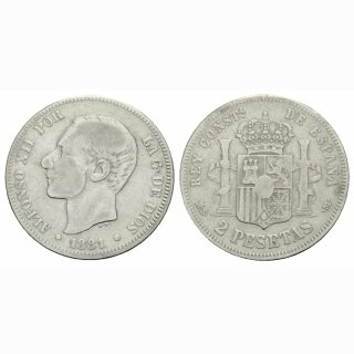 Spanien 2 Pesetas 1881 (81) Alfonso XII
