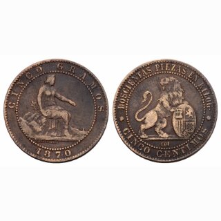 Spanien 5 Centesimo 1870