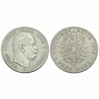 Deutschland  Preussen 5 Mark 1876 B