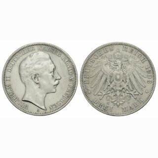 Deutschland  Preussen 3 Mark 1908 A