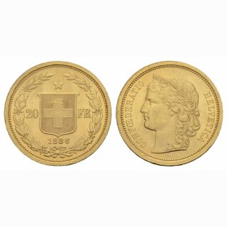Schweiz 20 Franken 1886 Helvetia